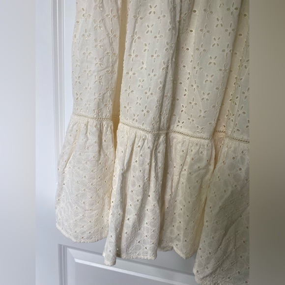 NWT Madewell Eyelet-Mix Tiered Light Cream Mini Dress Size 6 - Picture 10 of 11